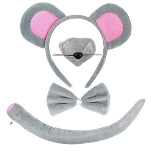3524 Mouse Costume Mouse Ears Headband Tail Nose And Bow Tie